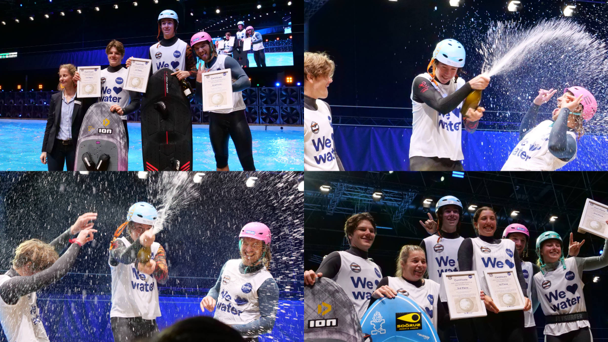 Die Siegerehrung des GWA Indoor Wingfoil World Cup in Düsseldorf