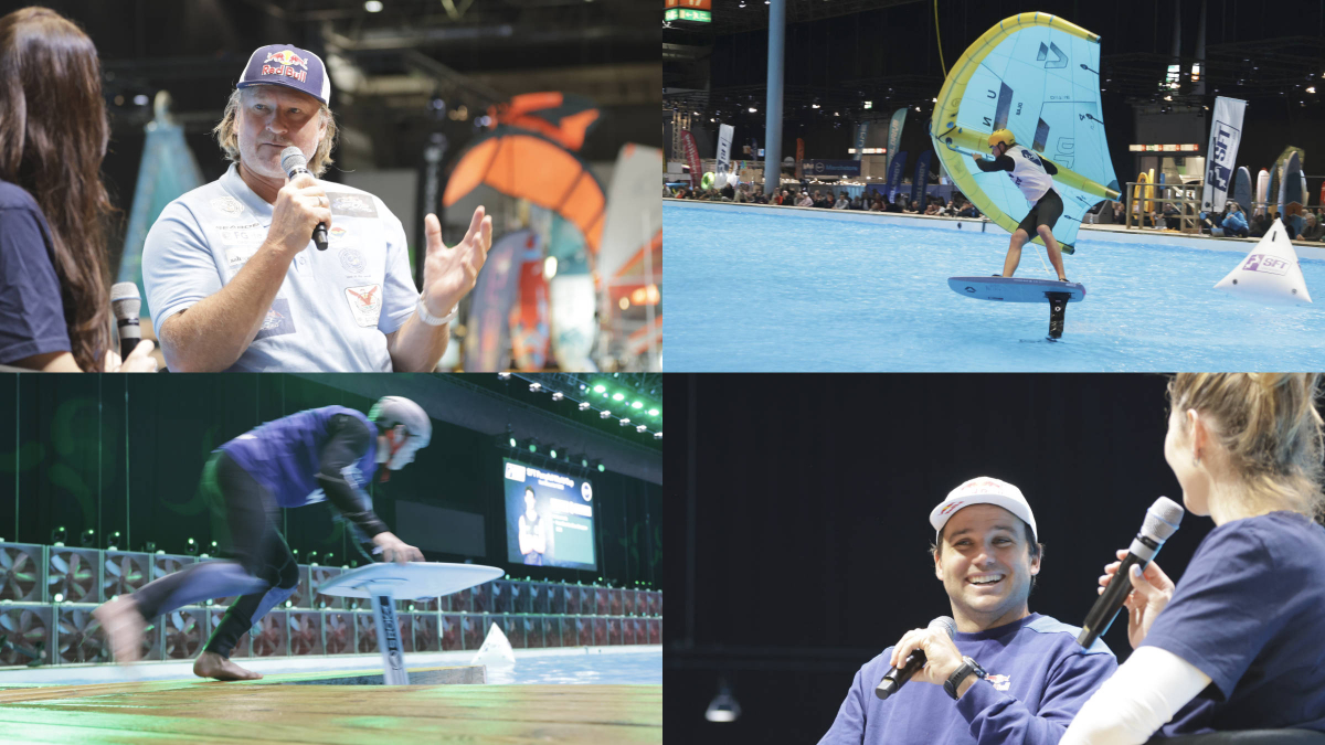 Action und Moderation am Pool in Halle 17 - Björn Dunkerbeck und Philip Köster im Interview