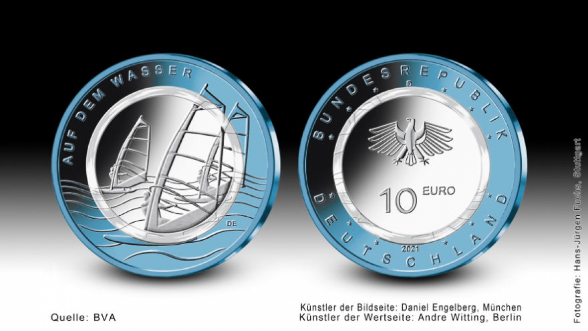 10-Euro Münze - Windsurfmotiv