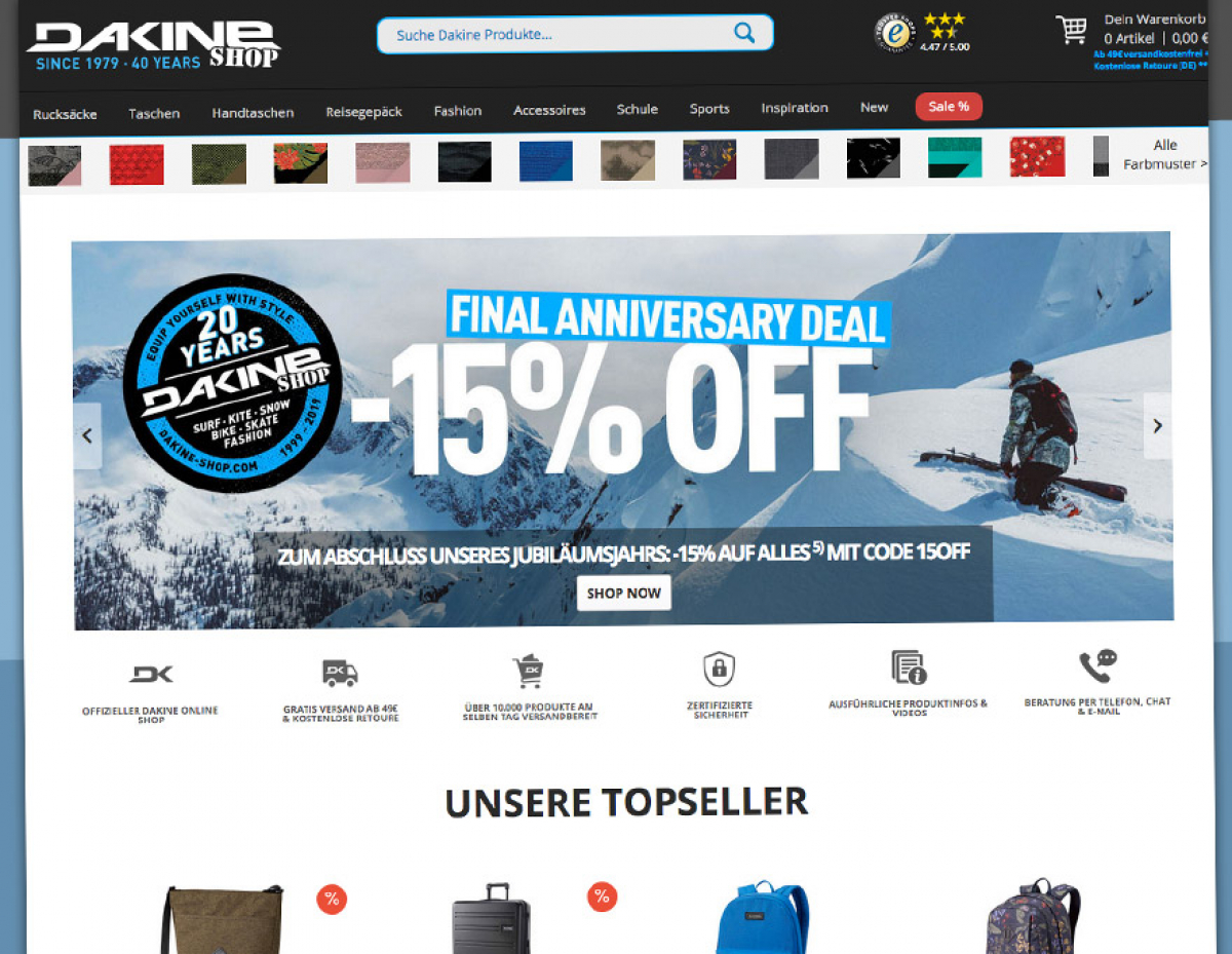 Dakine Shop Deals - zum Jahresabschluss