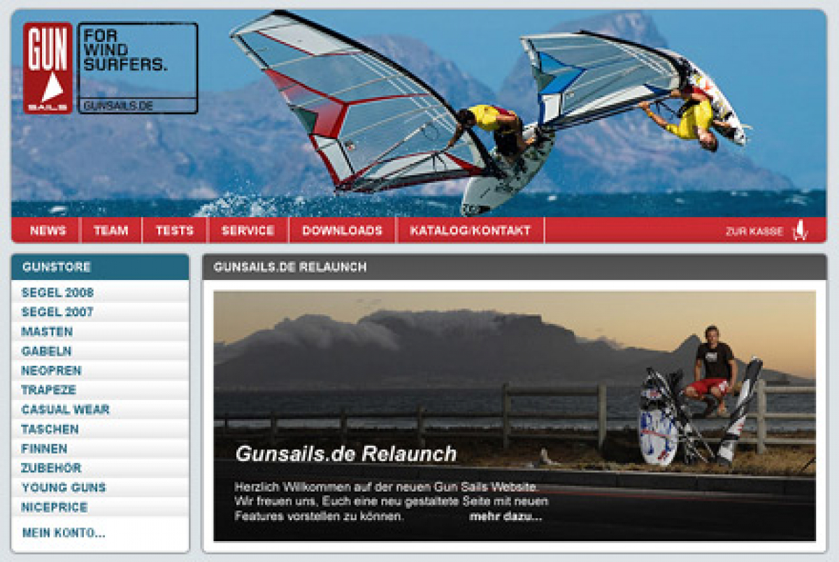 Gunsails.de Relaunch - neue Gun Sails Website
