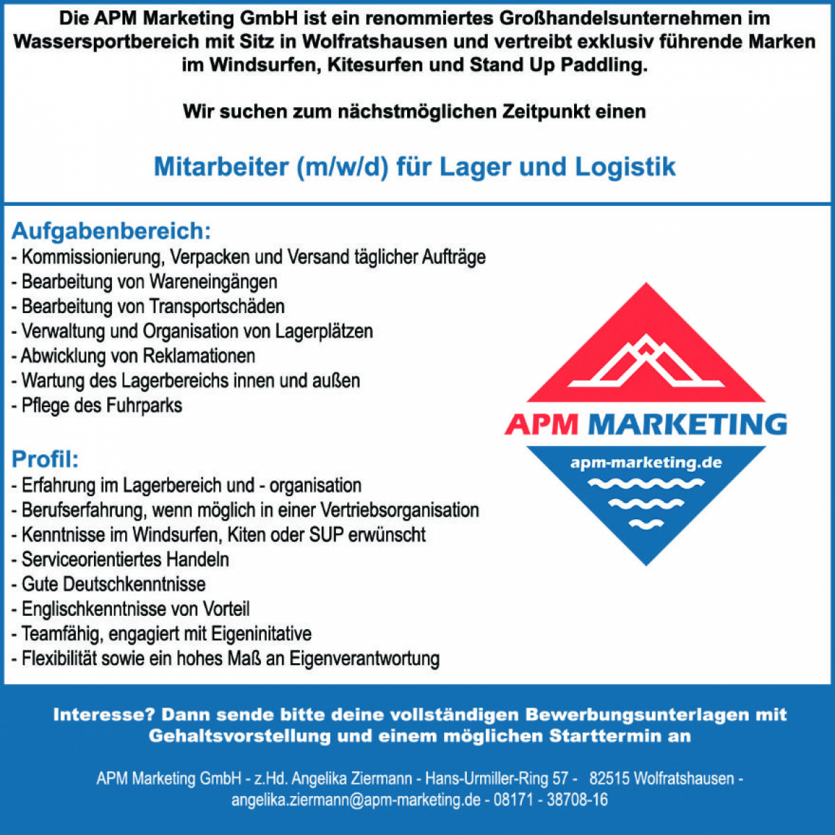 Job-Angebot - APM Marketing
