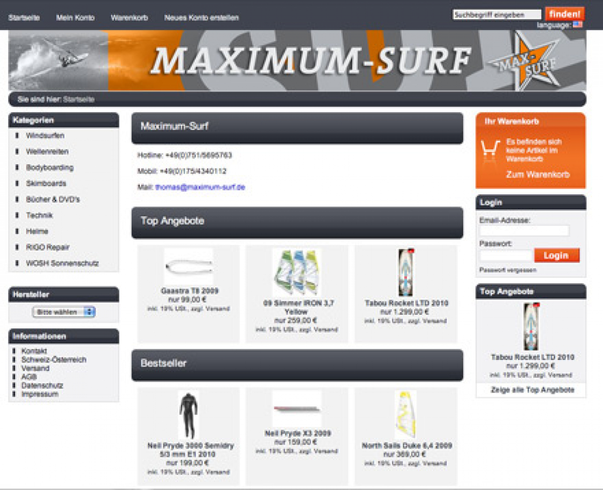 Maximum Surf - Neuer Online Shop