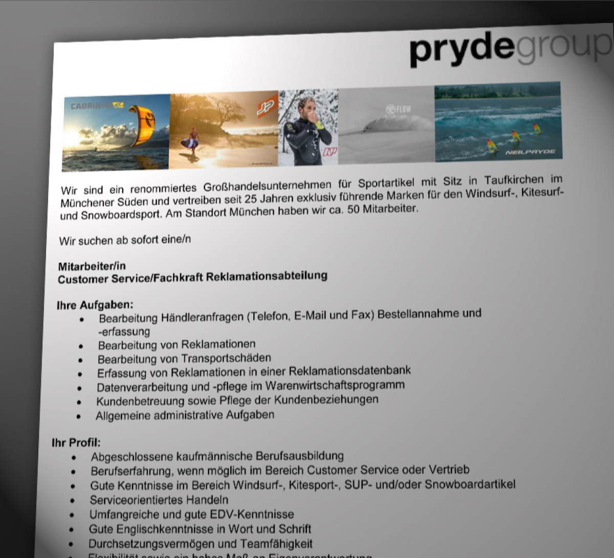 Stellenangebot - Pryde Group