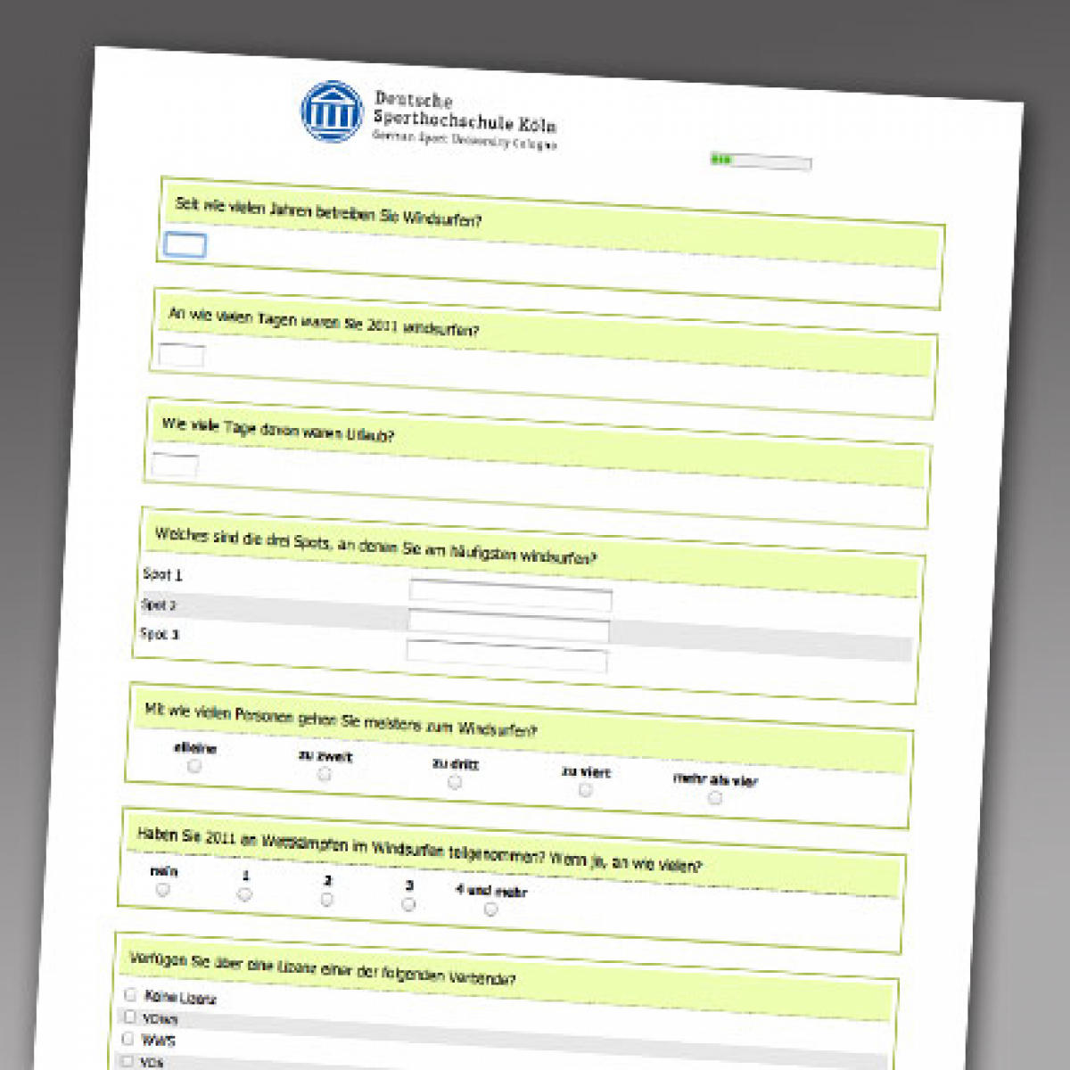 Umfrage - Sport Hochschule Köln