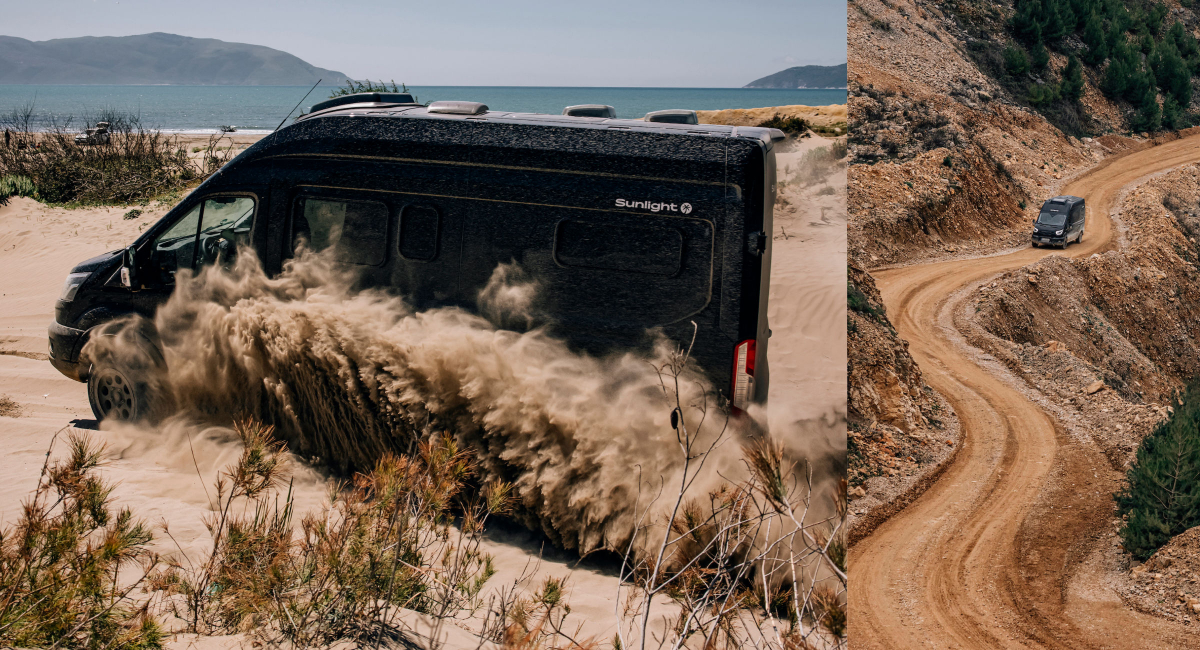 Sunlight Cliff 4x4 auf Ford Transit Basis - Allrad im Sand