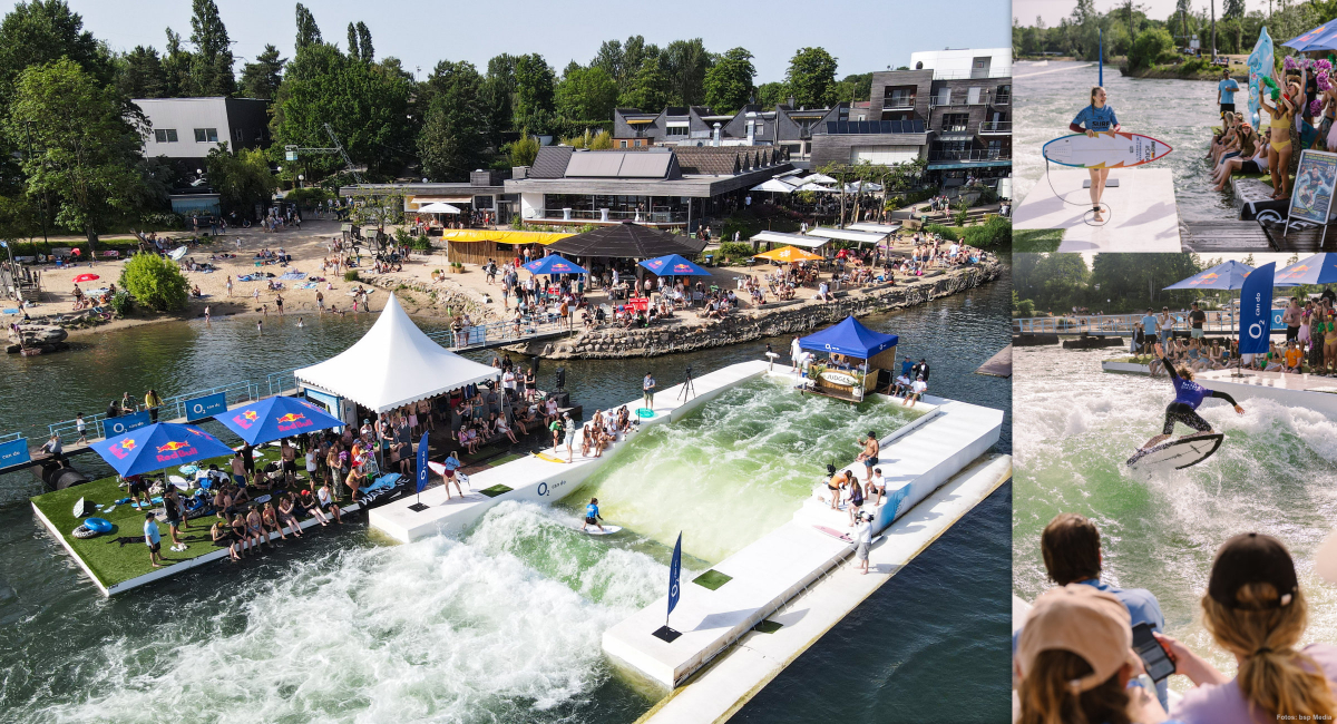In Langenfeld, the wave installation is located on a lake.