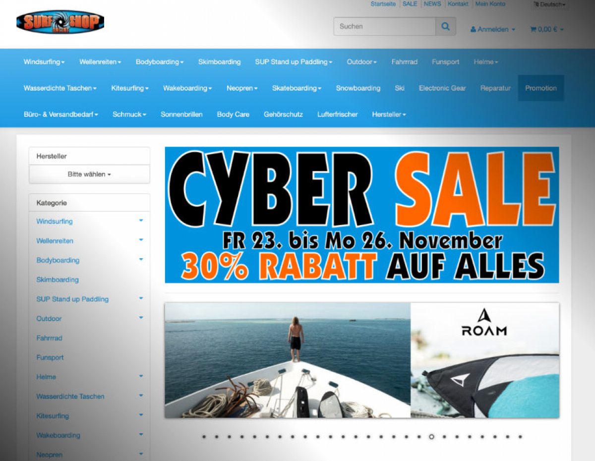 30% Rabatt auf alles - Surfshoponline.de