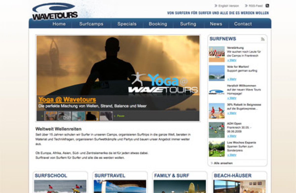 Wave Tours - neue Homepage & Yoga