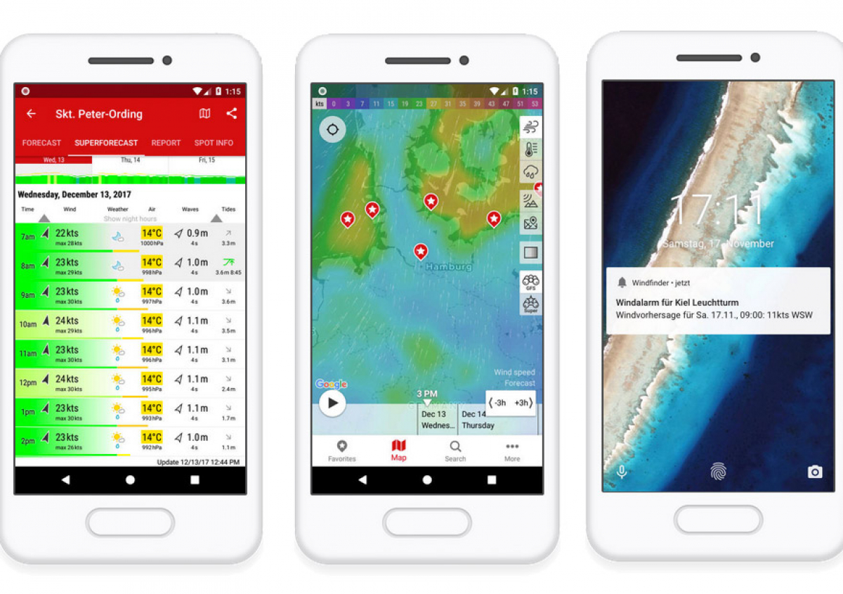 Windfinder Apps - kostenfrei, Pro und Plus