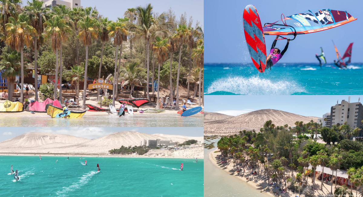 Das René Egli Windsurf-Center befindet sich im Palmengarten der Hotelanlage.