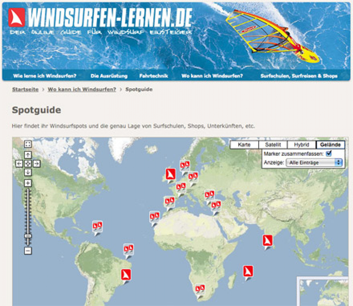 Übersichtskarte - auf Windsurfen-lernen.de