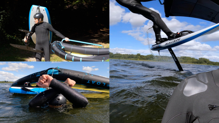 The Shield Steamer in action during wing foiling