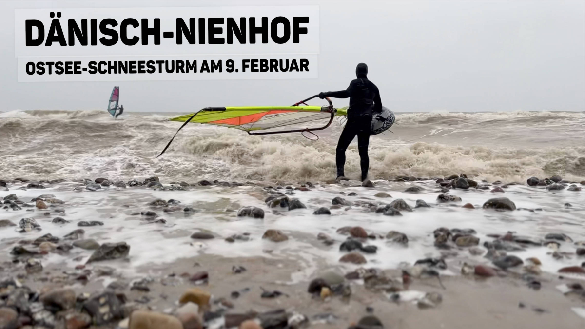 Windsurfen bei Sturm aus Ost in Dänisch-Nienhof