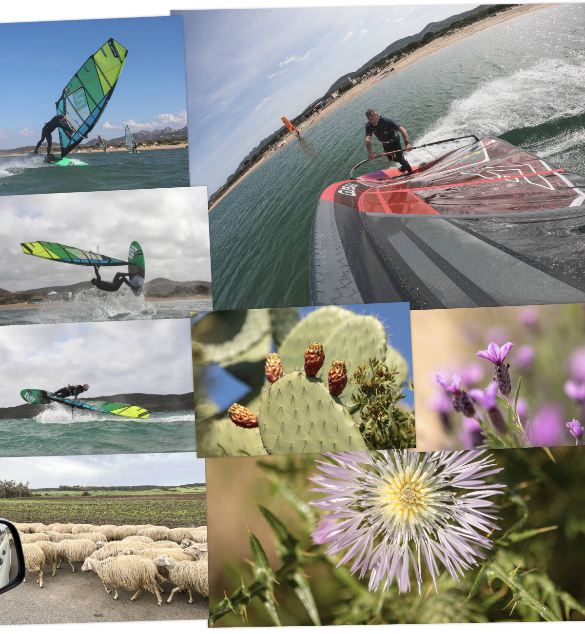 Windsurf- und Landschaftsaufnahmen von Sardinien