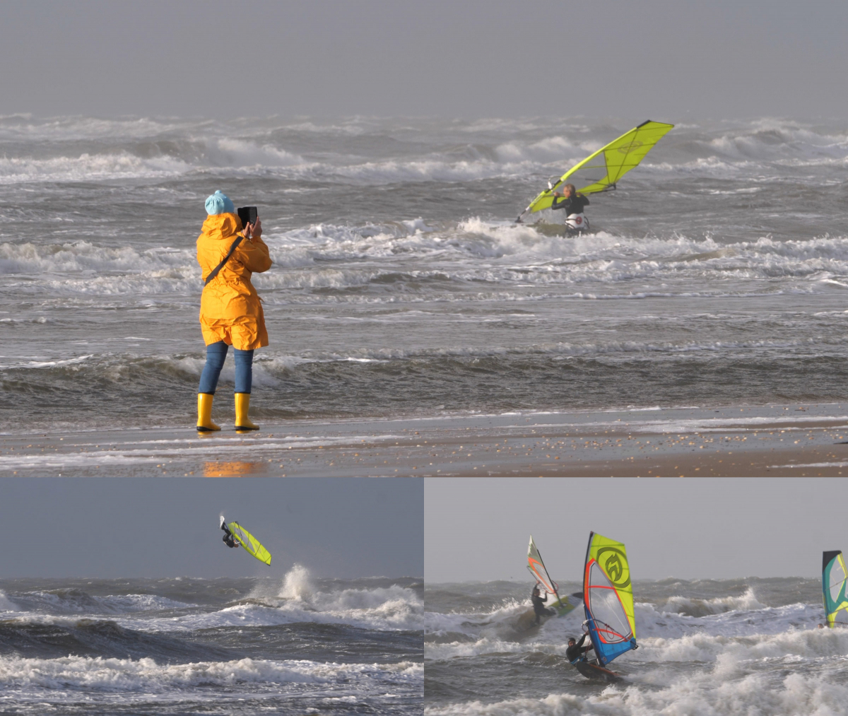 Windsurfer sind ein beliebtes Fotomotiv bei Strandtouristen
