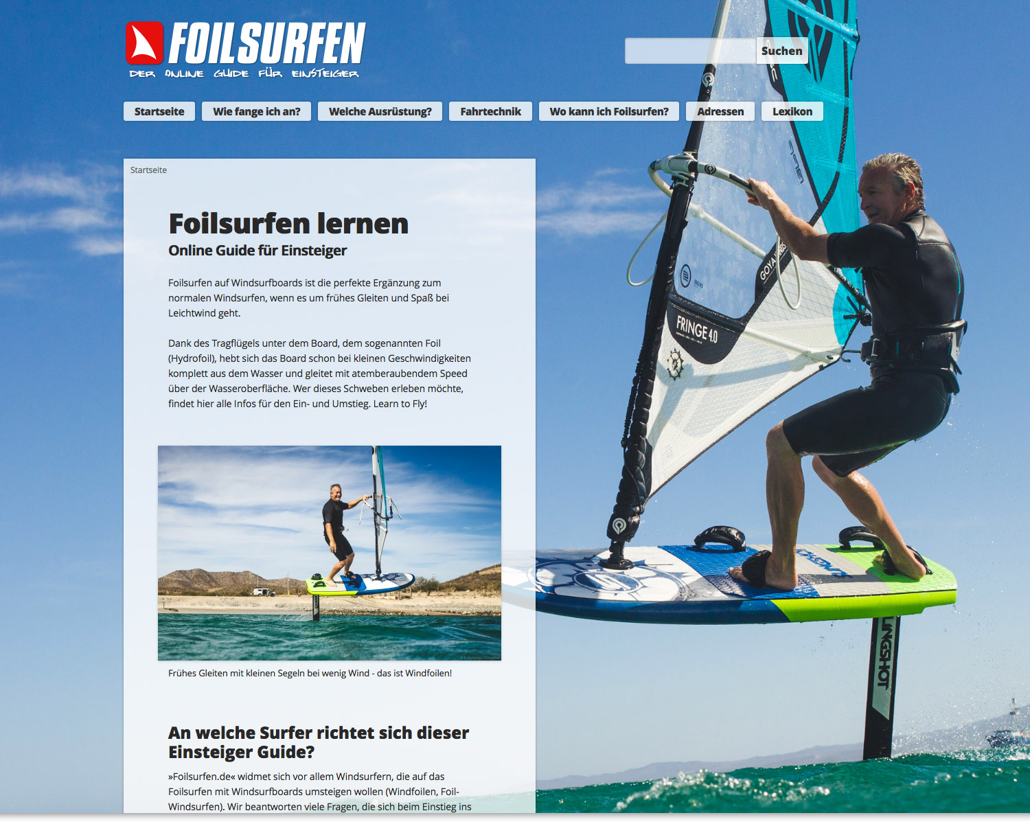 Foilsurfen.de, ein Online Guide f�r Foil-Windsurfer